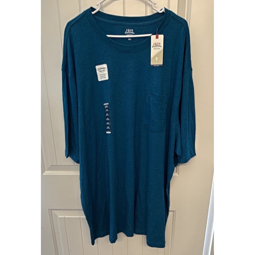 IZOD Saltwater Men's Big & Tall 3XLT Blue Relaxed Pocket Crew Neck Tee NWT